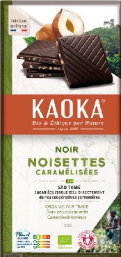 Tume šokolaad karamelliseeritud metsapähklitega Kaoka, 100g